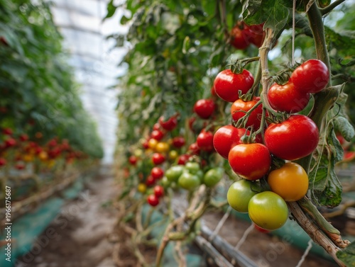 Tomato Plants Grow in a Garden With Ripe Red Tomatoes and Green Ones During D...