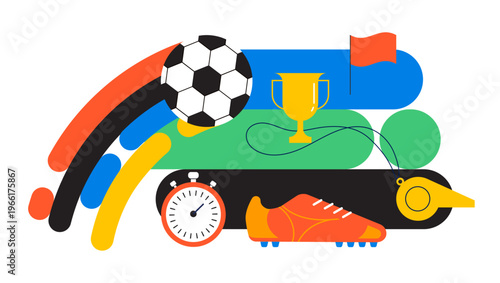 Colorful football 2026 competition design. Geometric background for soccer World Cup 26 tournament. Modern sport illustration.