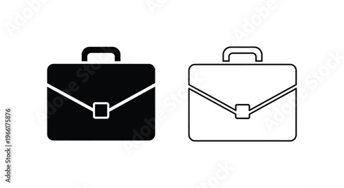 black and white briefcases with handles and buckles Vector