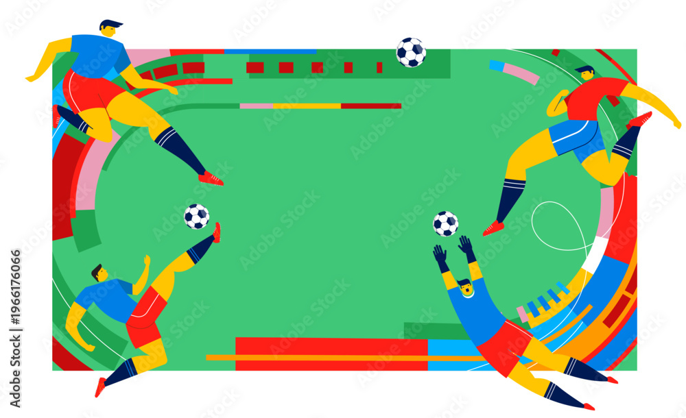 Naklejka premium Football stadium 2026 competition design. Geometric soccer field background for World Cup 26 tournament. Modern sport illustration.