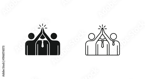 black and white icons of people in teamwork Vector