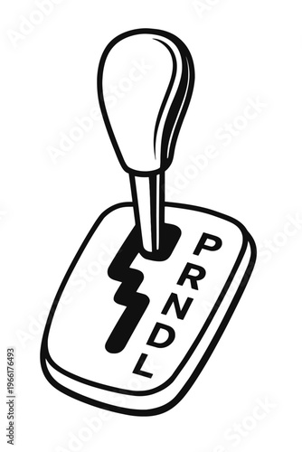 Automatic Car Gear Shift Lever Vector Icon - Automotive Transmission Symbol