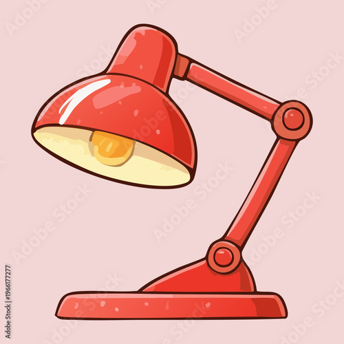 Classic red desk lamp with wide shade for traditional office setup and study table lighting and home decor