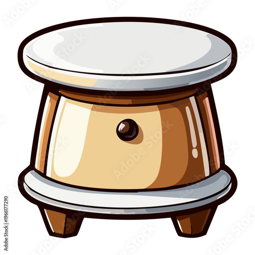 White minimalist nightstand with one drawer and wooden top for clean bedroom interior design and home storage solution