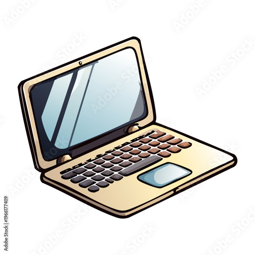 Open laptop computer for professional office work and remote business management and digital technology for creative home study