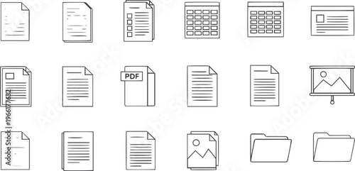 Minimalist Cloud Storage and Data Organization Vector Icons