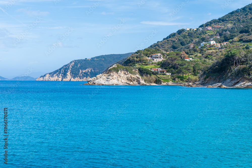 Naklejka premium Coastline of Elba island, Italy, in springtime