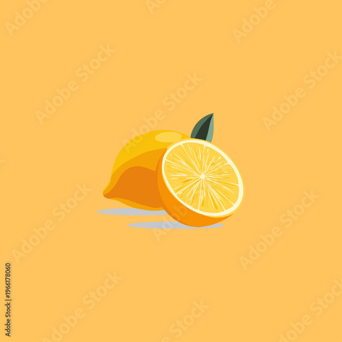 Fresh Lemon Fruit Illustration logo icon flat vector design