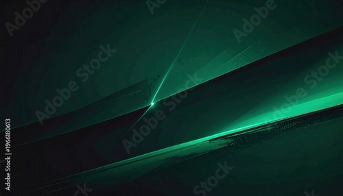 Fondo abstracto digital con rayo láser verde brillante sobre fondo oscuro y oscuro