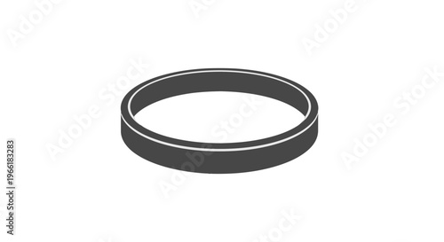 Black Metal Ring Isolated on White.