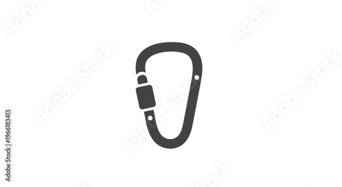 Black Carabiner Clip on White Background.