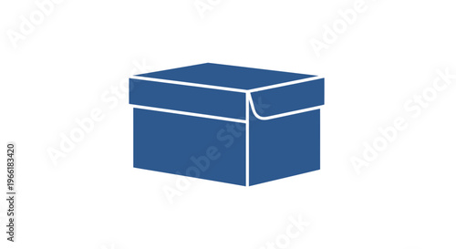 Blue Box with Hinged Lid Illustration.