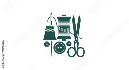 Sewing Tools and Accessories Illustration.