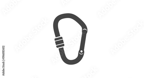 Black Carabiner Clip on White Background.