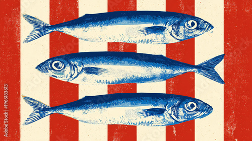 fish background in vintage retro style