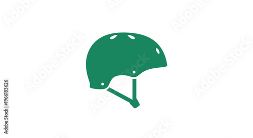 Green Bicycle Helmet Side View Illustration.