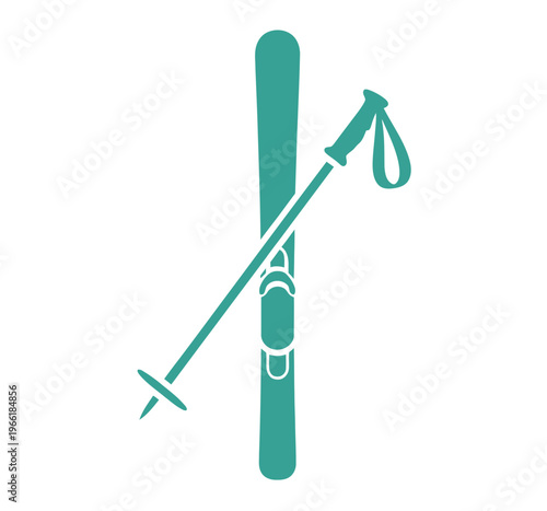 Ski Poles with Adjustable Wrist Strap.