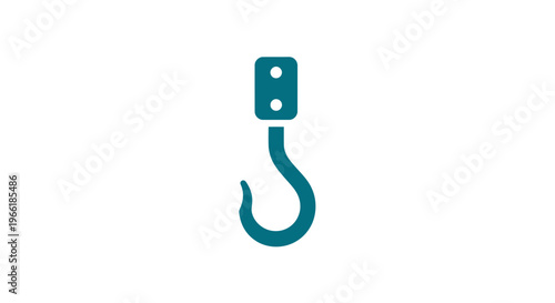 Isolated blue hook on white background.