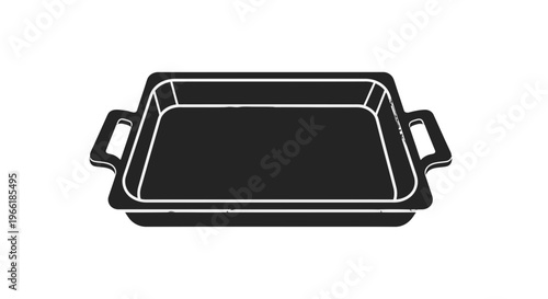 Black Baking Dish with Handles Illustration.