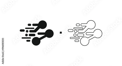 a black and white illustration of a molecule transforming Vector