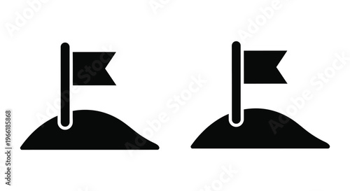 two black flags on poles in the ground Vector