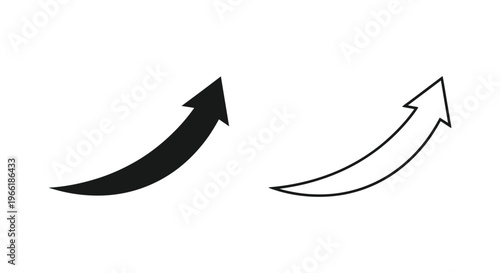 a black and white curved arrow pair pointing up and to the right Vector
