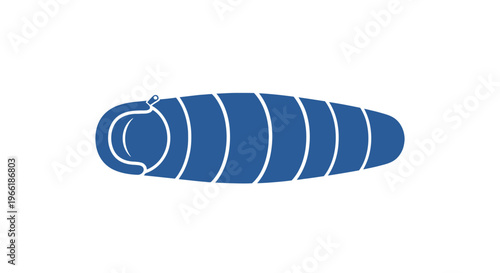 Blue Sleeping Bag with White Stripes.