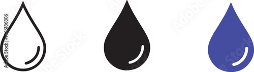 Colorful vector droplet icons in various styles and shades