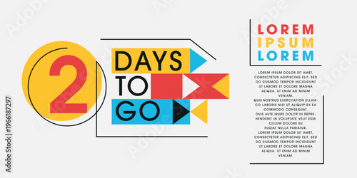 2 Days Left Countdown Timer, Typography Design for Event, or Promotion.