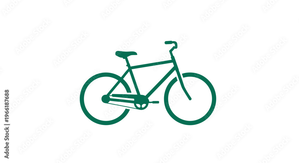 Fototapeta premium Simple Green Bicycle Illustration Side View.