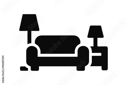 Hotel lounge furniture solid black icon vector illustration
