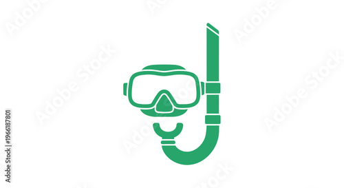 Green Snorkeling Mask and Tube Icon.