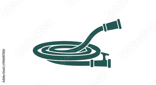 Green Garden Hose with Faucet Illustration.