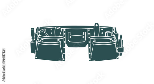 Green Apron with Pockets and Tools.