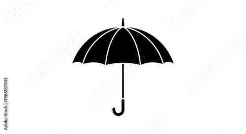 Black Umbrella Silhouette Isolated on White.
