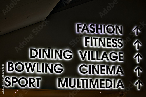 Fotografie Illuminated mall directory sign