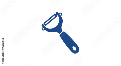 Blue Kitchen Peeler on White Background.