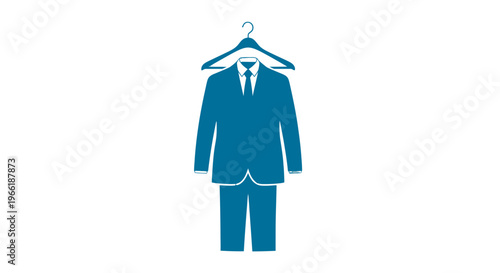 Mens Suit Hanging on Hanger.