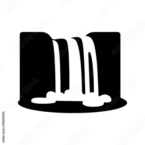 Waterfall nature landmark solid black icon vector illustration