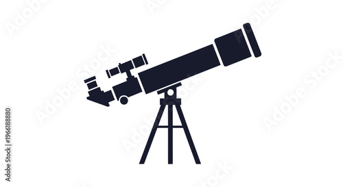 Black Refractor Telescope on Stand.