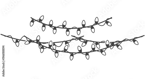 Christmas String Lights Isolated on White.