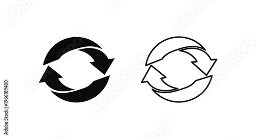 a circular logo with two arrows pointing at each other Vector