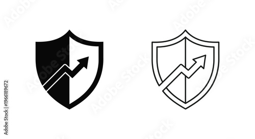 a shield with an arrow pointing upwards Vector