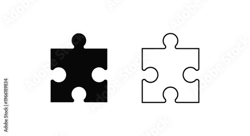 a black and a white puzzle piece side by side Vector