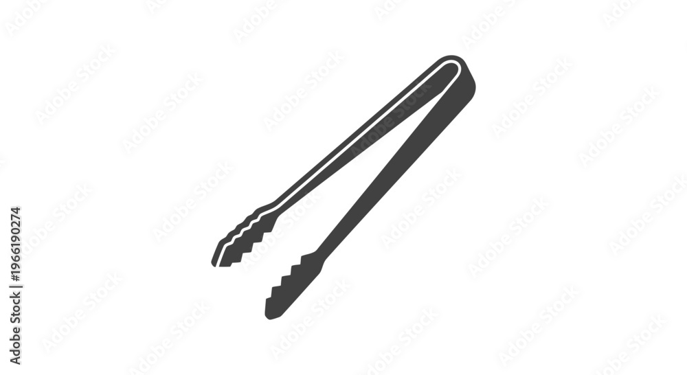 Foto Black Kitchen Tongs on White Background.
