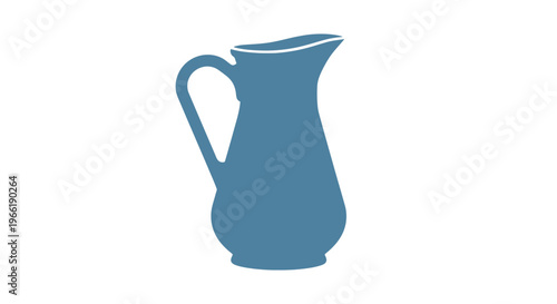 Blue Ceramic Pitcher with Handle Illustration.