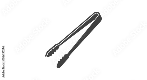 Black Kitchen Tongs on White Background.