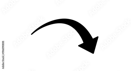 Black Curved Arrow Pointing Downwards.
