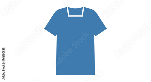 Blue T Shirt with White Collar.