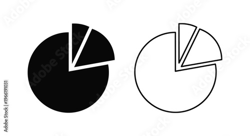 a pair of pie charts with one large and one small slice Vector